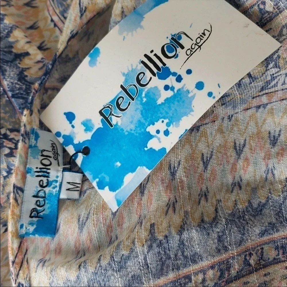 NWT REBELLION AGAIN boho cover up lace kimono M